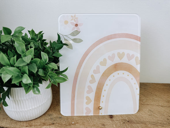 Retro Boho Dry Erase Board, Rainbow Desk Decor