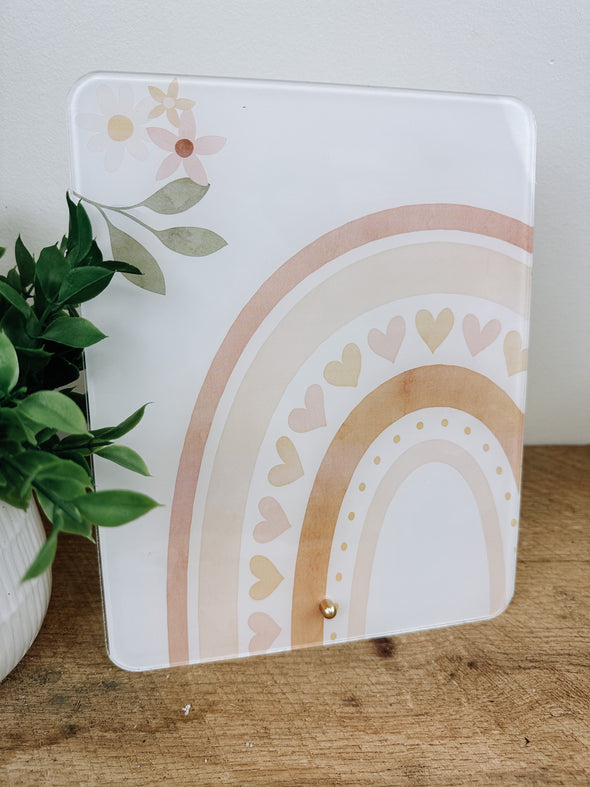 Retro Boho Dry Erase Board, Rainbow Desk Decor