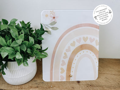 Retro Boho Dry Erase Board, Rainbow Desk Decor