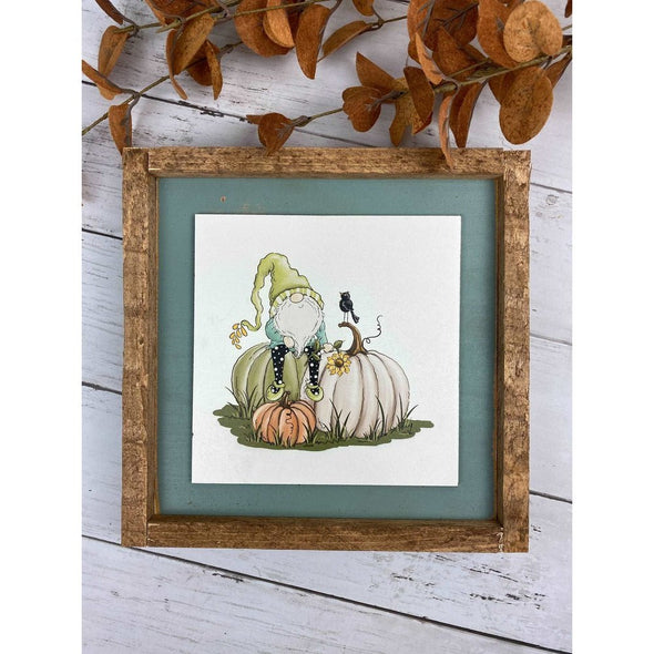 Gnome On Pumpkins Fall Wood Sign