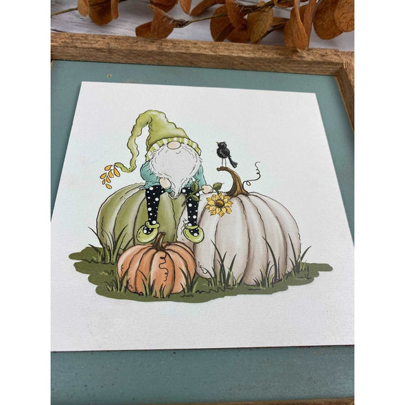 Gnome On Pumpkins Fall Wood Sign