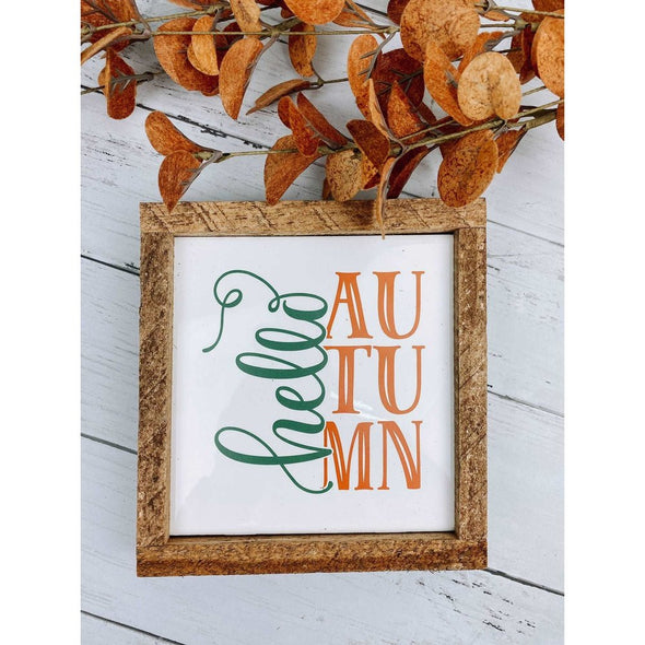 Hello Autumn Fall Subway Tile Sign