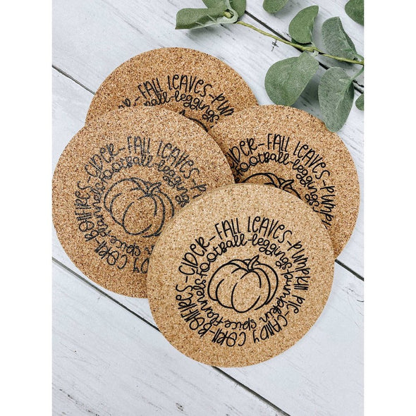 Bonfires, Cider, Fall Leaves Cork Coasters