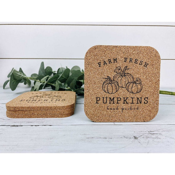 Farm Fresh Pumpkins Cork Coasters