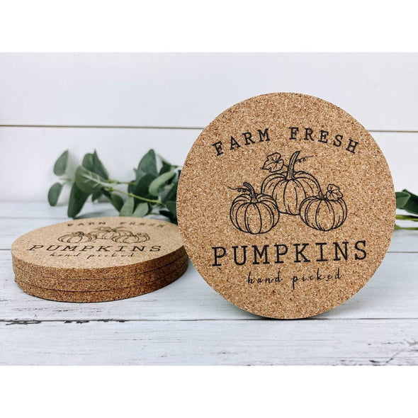 Farm Fresh Pumpkins Cork Coasters