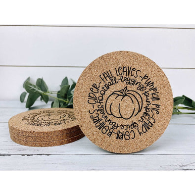 Bonfires, Cider, Fall Leaves Cork Coasters