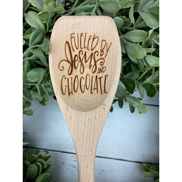 Fueled By Jesus And Chocolate Wooden Spoon