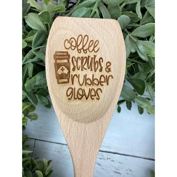 Coffee Scrubs And Rubber Gloves Wooden Spoon
