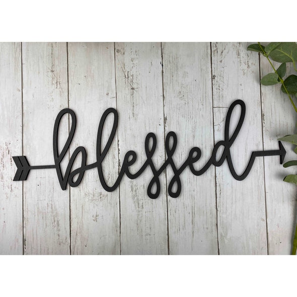 Blessed Arrow Wood Cut Word (amber)