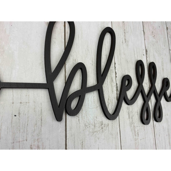 Blessed Arrow Wood Cut Word (amber)