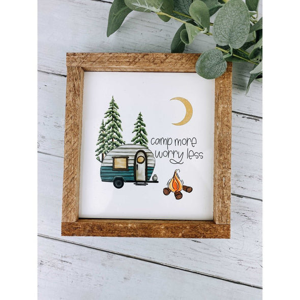 camp more worry less, camping decor, camping sign, wood sign, outdoor sign, camp decor