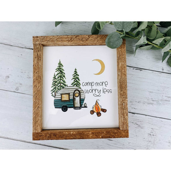 Camp More Worry Less Camping Subway Tile Sign, Camping Sign, Camping Decor, Camp Life