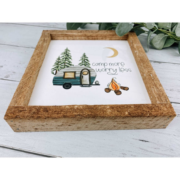 Camp More Worry Less Camping Subway Tile Sign, Camping Sign, Camping Decor, Camp Life
