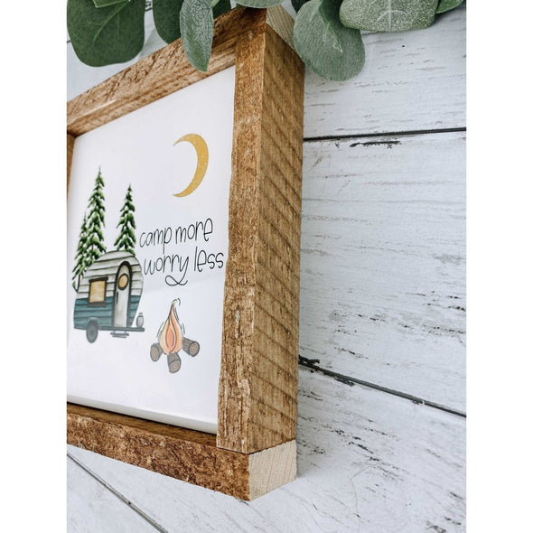 Camp More Worry Less Camping Subway Tile Sign, Camping Sign, Camping Decor, Camp Life