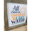 All I Need Is Sunshine & Lake Water sign