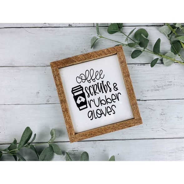 Coffee Scrubs & Rubber Gloves Subway Tile Sign