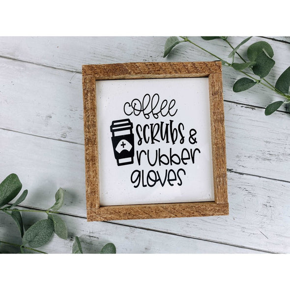 Coffee Scrubs & Rubber Gloves Subway Tile Sign