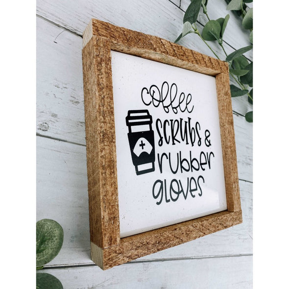 Coffee Scrubs & Rubber Gloves Subway Tile Sign