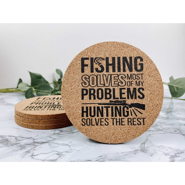 Fishing Solves Most Of My Problems Cork Coasters