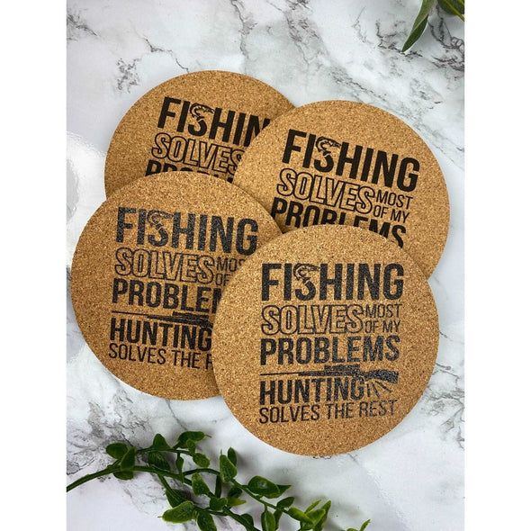 Fishing Solves Most Of My Problems Cork Coasters