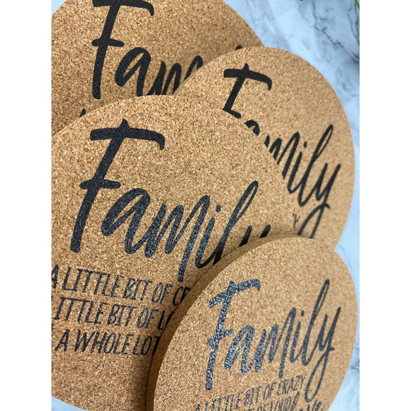 Family A Little Bit Of Crazy Cork Coasters