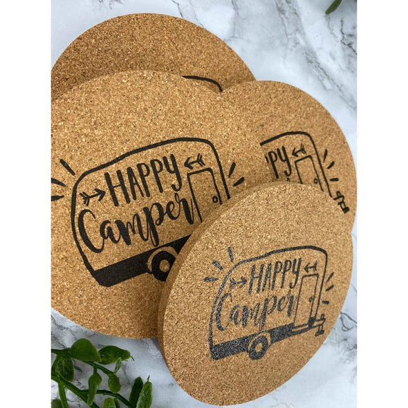 Happy Camper Cork Coasters