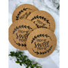Home Sweet Home With Flourish Cork Coasters