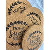 Home Sweet Home With Flourish Cork Coasters