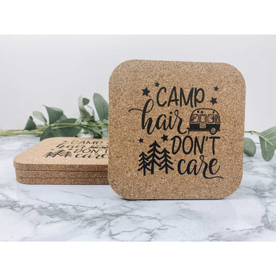 Camp Hair Don't Care Cork Coasters