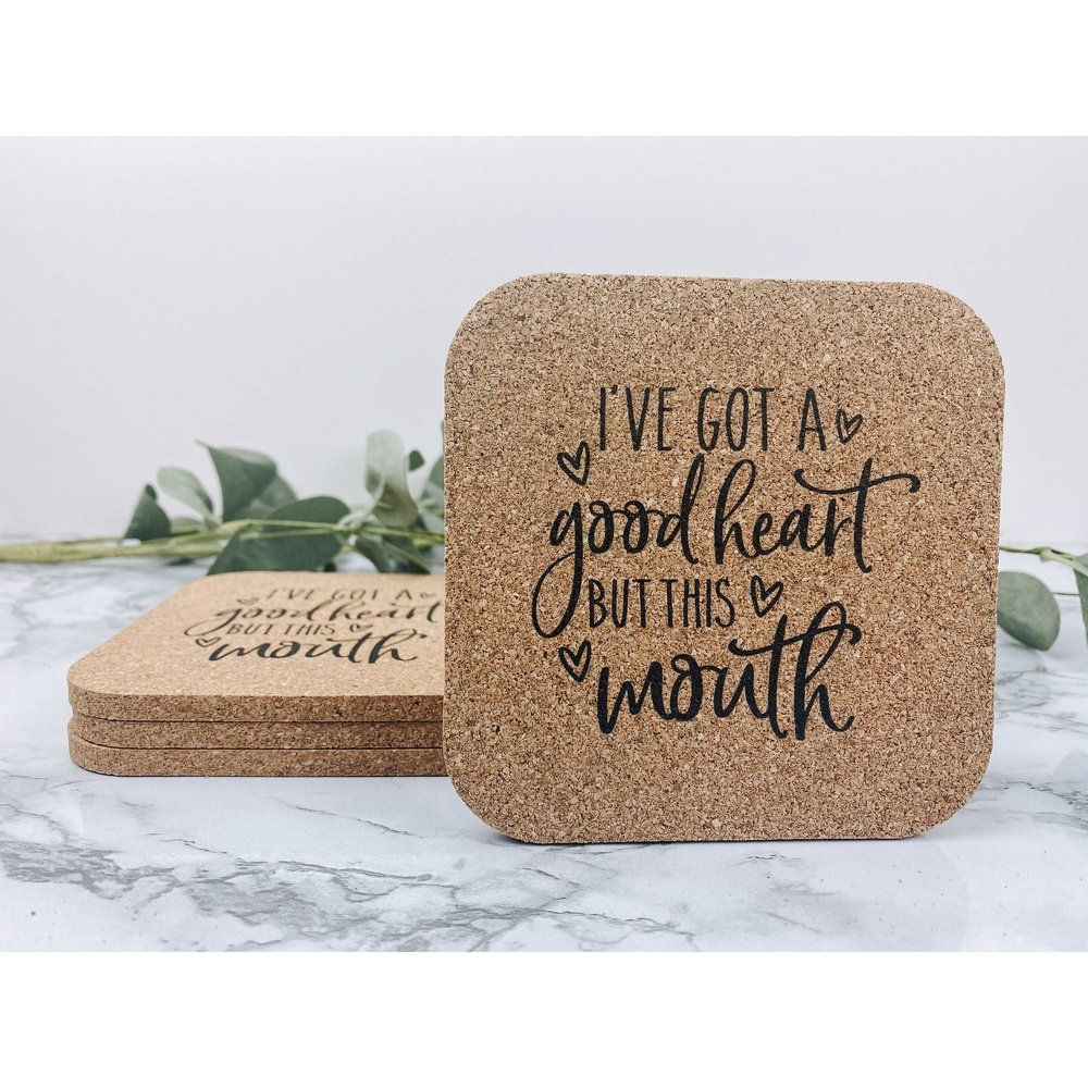 5 Heart Cork Coaster-Blank