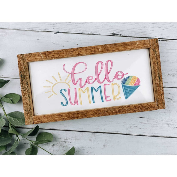 Hello Summer With Snow Cone Subway Tile Sign