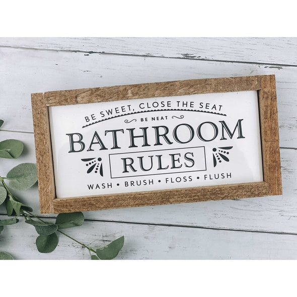 Bathroom Rules, Be Sweet Close The Seat Subway Tile Sign