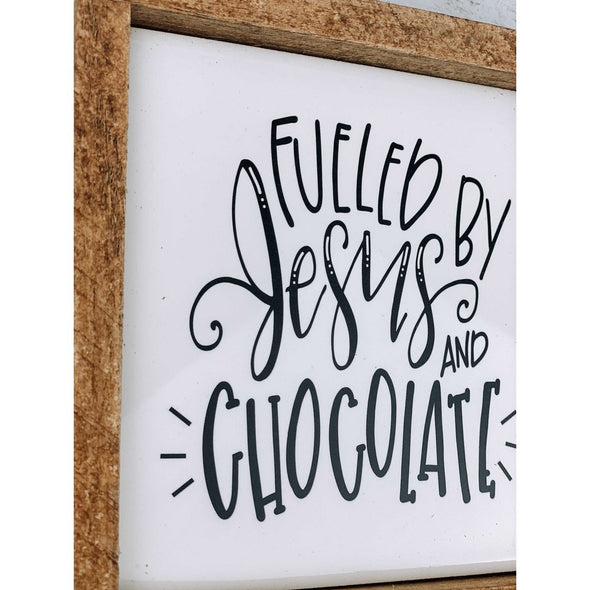 Fueled By Jesus and Chocolate Subway Tile Sign