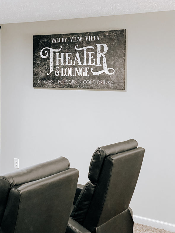 Theater & Lounge Game Room Canvas Gallery Wrapped Sign