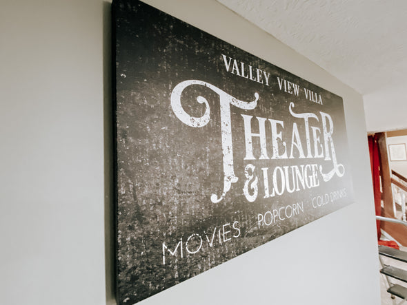 Theater & Lounge Game Room Canvas Gallery Wrapped Sign