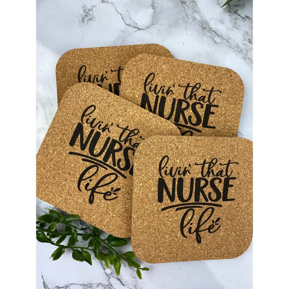 Livin That Nurse Life Cork Or Sandstone Coasters