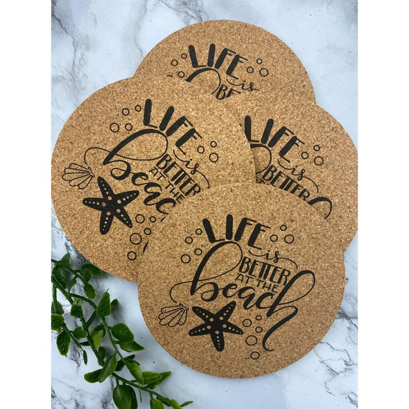 Life Is Better At The Beach Cork Or Sandstone Coasters
