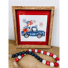 Patriotic Blue Truck Wood Sign