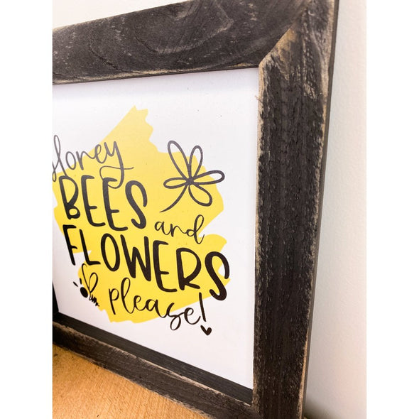 honey bees and flowers please sign