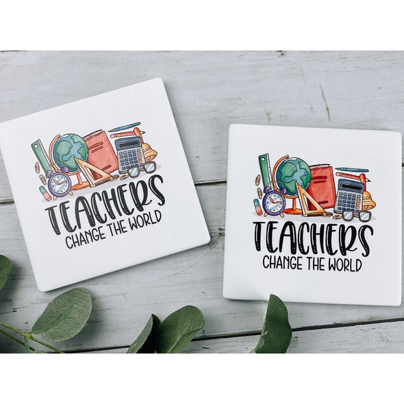 Teachers Change The World Sandstone Coasters