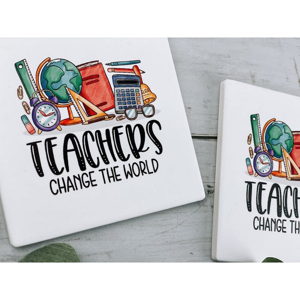 Teachers Change The World Sandstone Coasters
