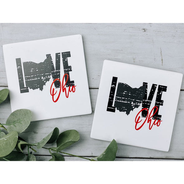 Love Ohio Sandstone Coasters