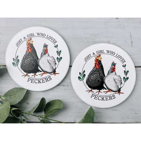 Just A Girl Who Loves Peckers Sandstone Coasters