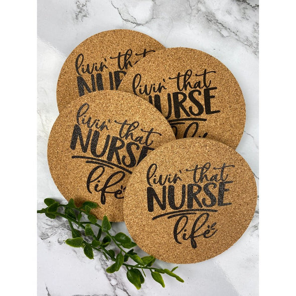 Livin That Nurse Life Cork Or Sandstone Coasters