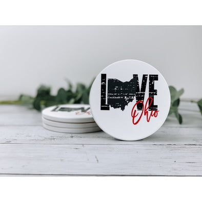 love ohio, ohio coaster, ohio decor, ohio state, beverage coasters, drink coasters