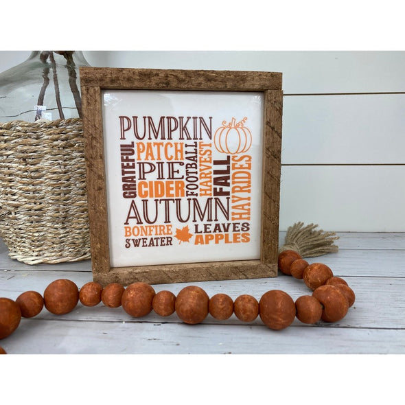 pumpkin patch, pie, bonfires sign