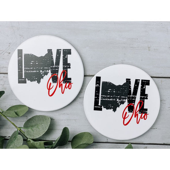 Love Ohio Sandstone Coasters