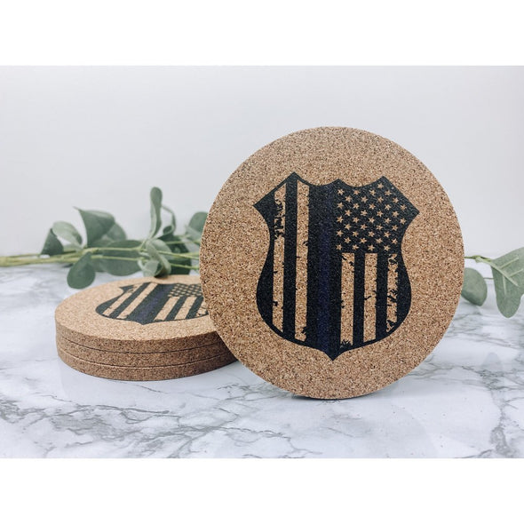 police badge, police flag, police flag coasters, beverage coasters, drink coasters