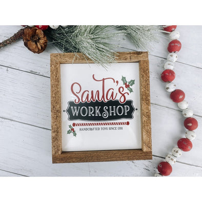 santa's workshop subway tile sign