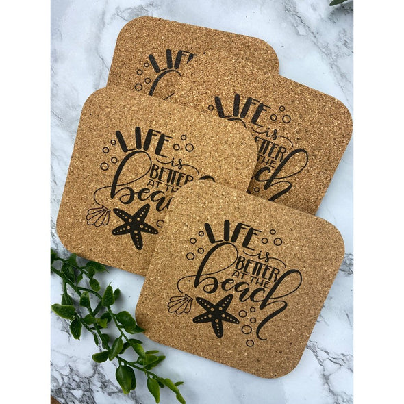 Life Is Better At The Beach Cork Or Sandstone Coasters